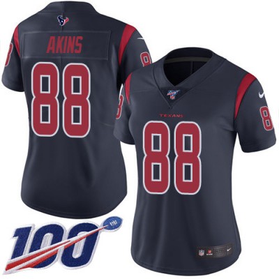 Nike Houston Texans #88 Jordan Akins Navy Blue Women's Stitched NFL Limited Rush 100th Season Jersey